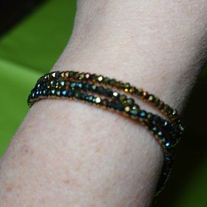 (NWT) Hematite (Green/Rainbow/Gold) Bead Bracelet Stack (3 Bracelets)